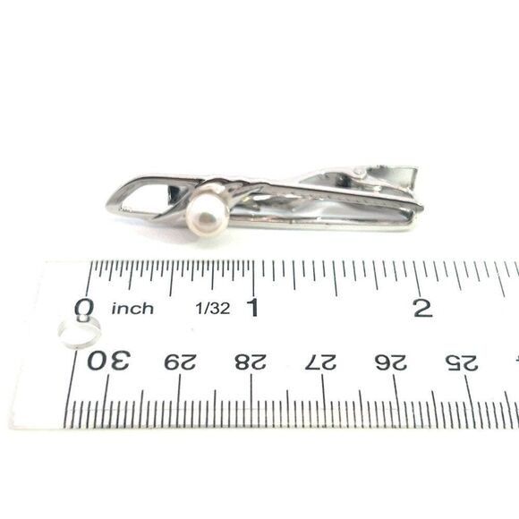 Mikimoto Estate Akoya Pearl Mens Tie Clip Silver 7.15 mm M396 - Picture 7 of 7